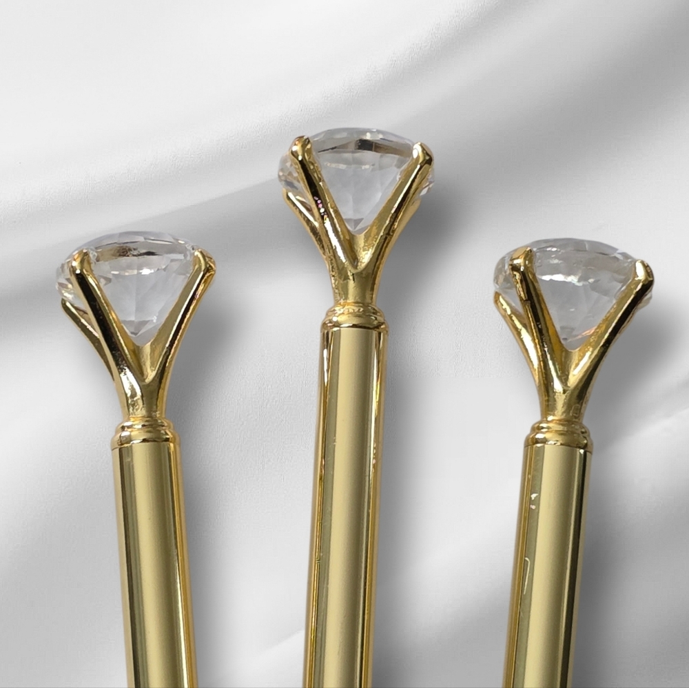 Bling Metal Pens 💎Set Of 3💎 Gold With Refills - Picture 4 of 7